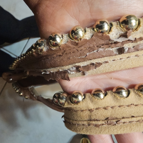 Big Buddha Grayson Handbag Pre-owned 👜 ❤️ Cream & Brown gold stud handbag! - Picture 12 of 13